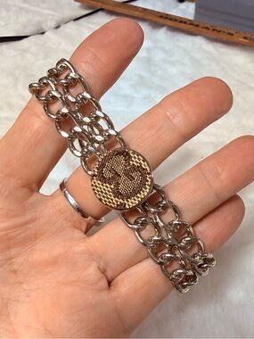 Gucci upcycled silver Tone Double Chain Bracelet brand new
